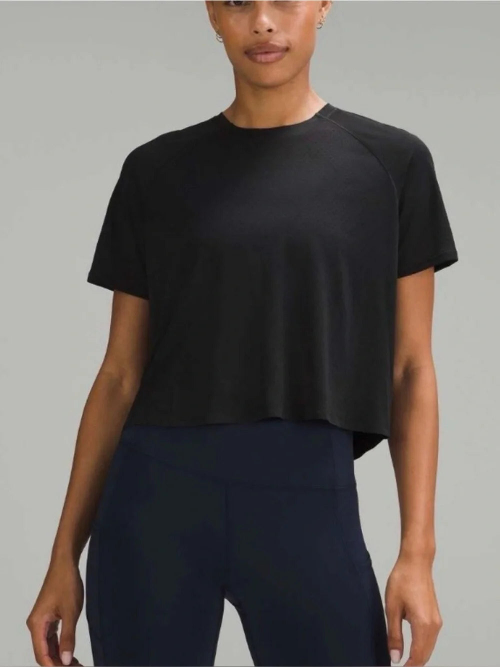 Lululemon Black Fast And Free Race Length Cropped Top, SIZE S, See Description - Picture 1 of 6